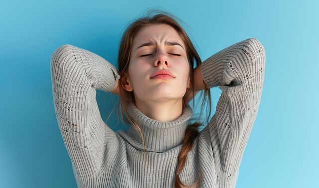 Eine Frau ist erleichtert, weil die Krankheit Myasthenia gravis behandelt wurde.